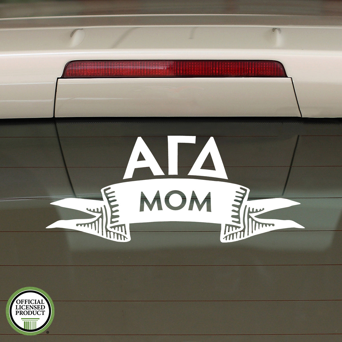 Brit and Bee Sorority Ribbon Mom Decal - Alpha Gamma Delta