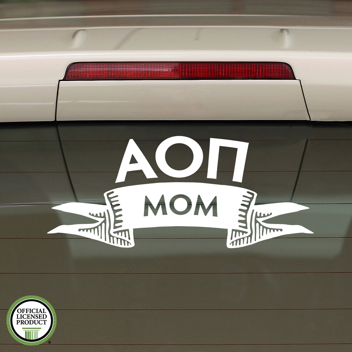 Brit and Bee Sorority Ribbon Mom Decal - Alpha Omicron Pi