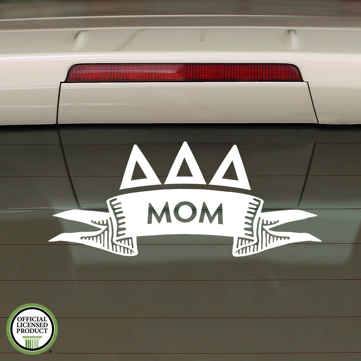 Brit and Bee Sorority Ribbon Mom Decal - Delta Delta Delta