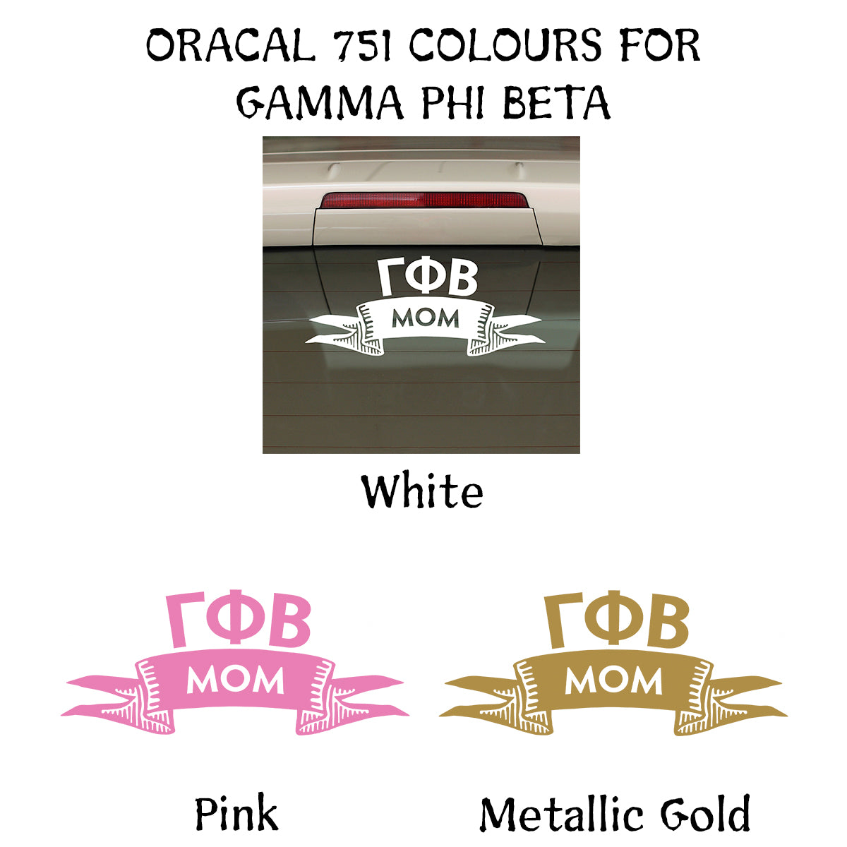 Brit and Bee Sorority Ribbon Mom Decal - Gamma Phi Beta