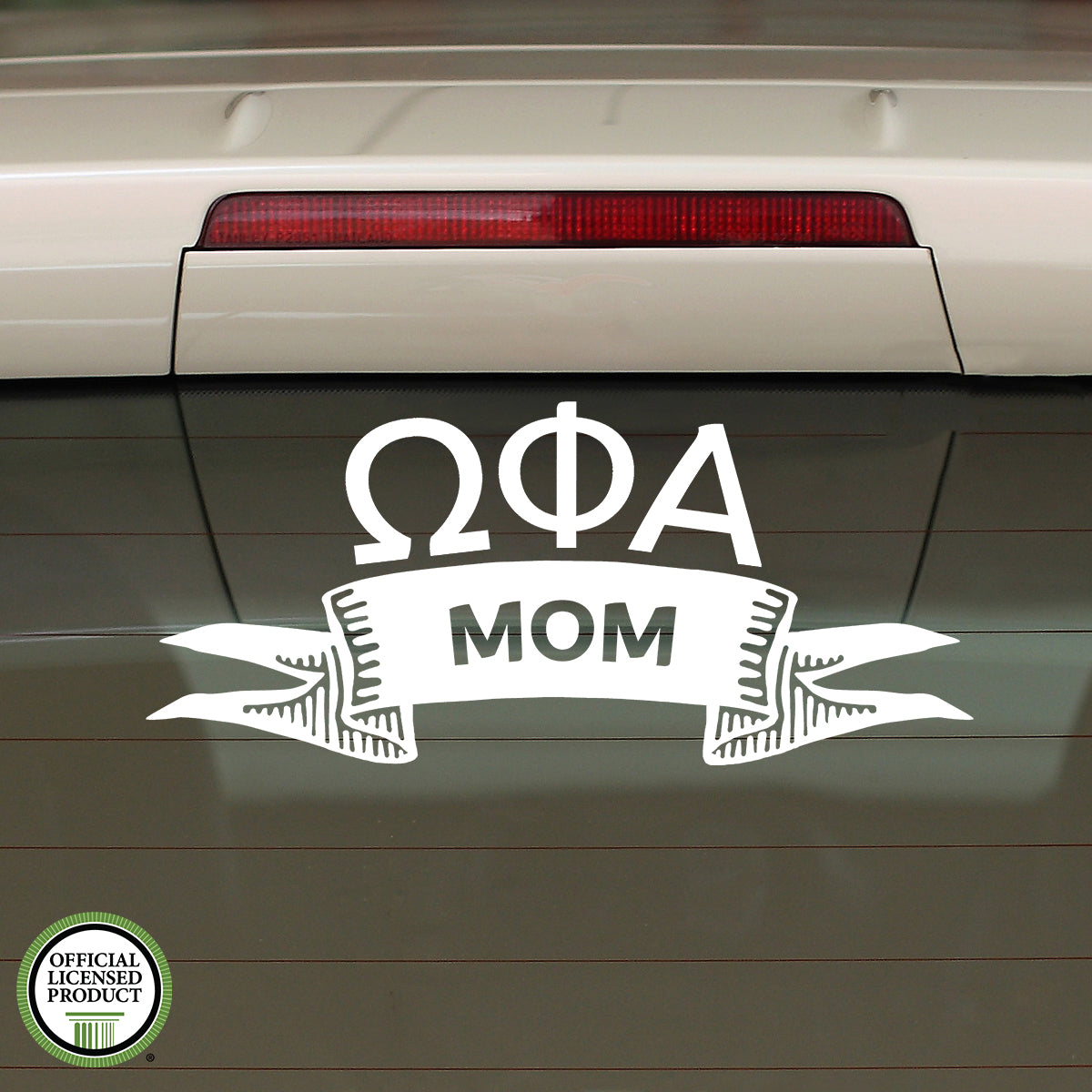Brit and Bee Sorority Ribbon Mom Decal - Omega Phi Alpha