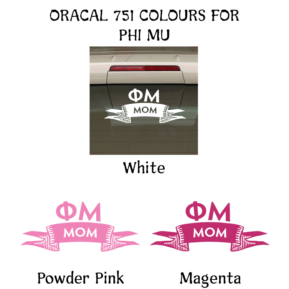 Brit and Bee Sorority Ribbon Mom Decal - Phi Mu