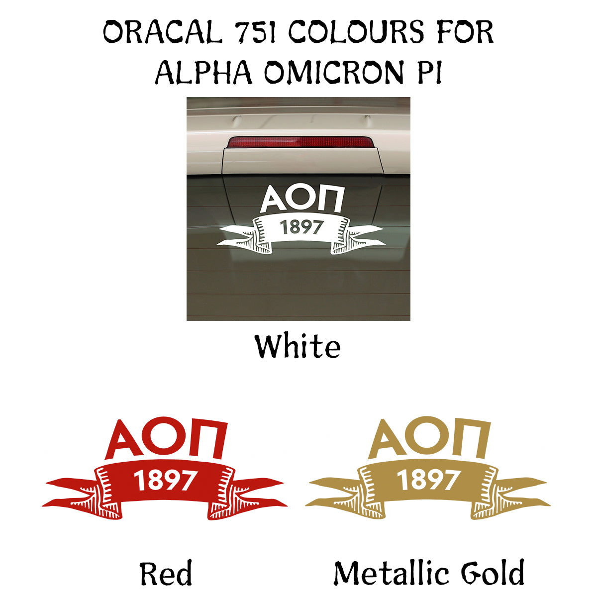 Brit and Bee Sorority Ribbon Year Decal - Alpha Omicron Pi