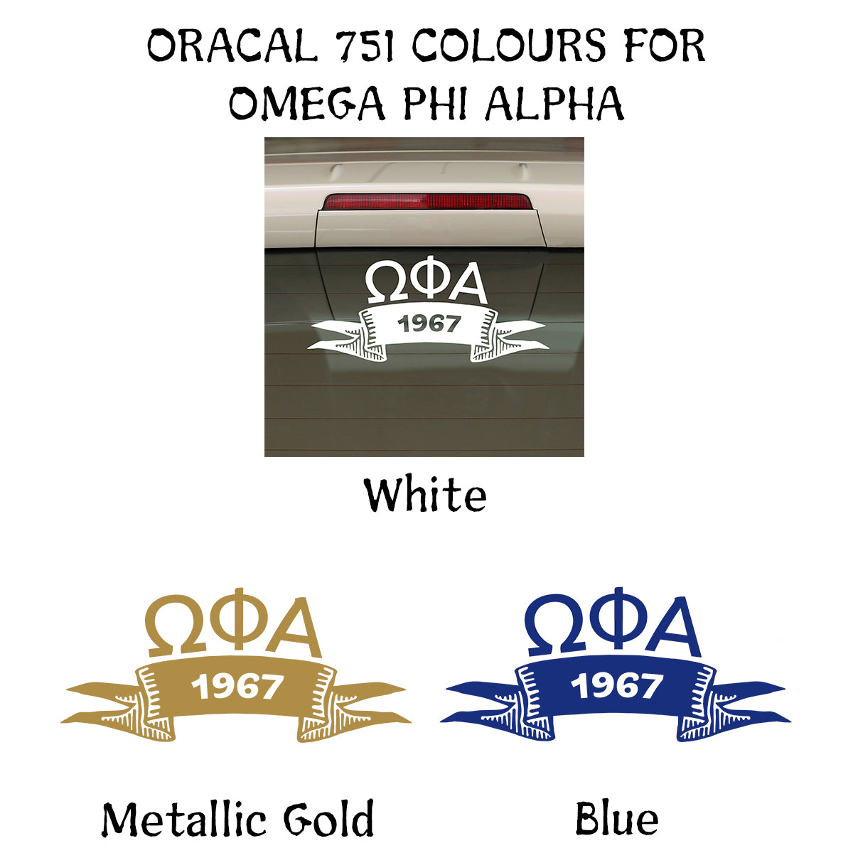 Brit and Bee Sorority Ribbon Year Decal - Omega Phi Alpha