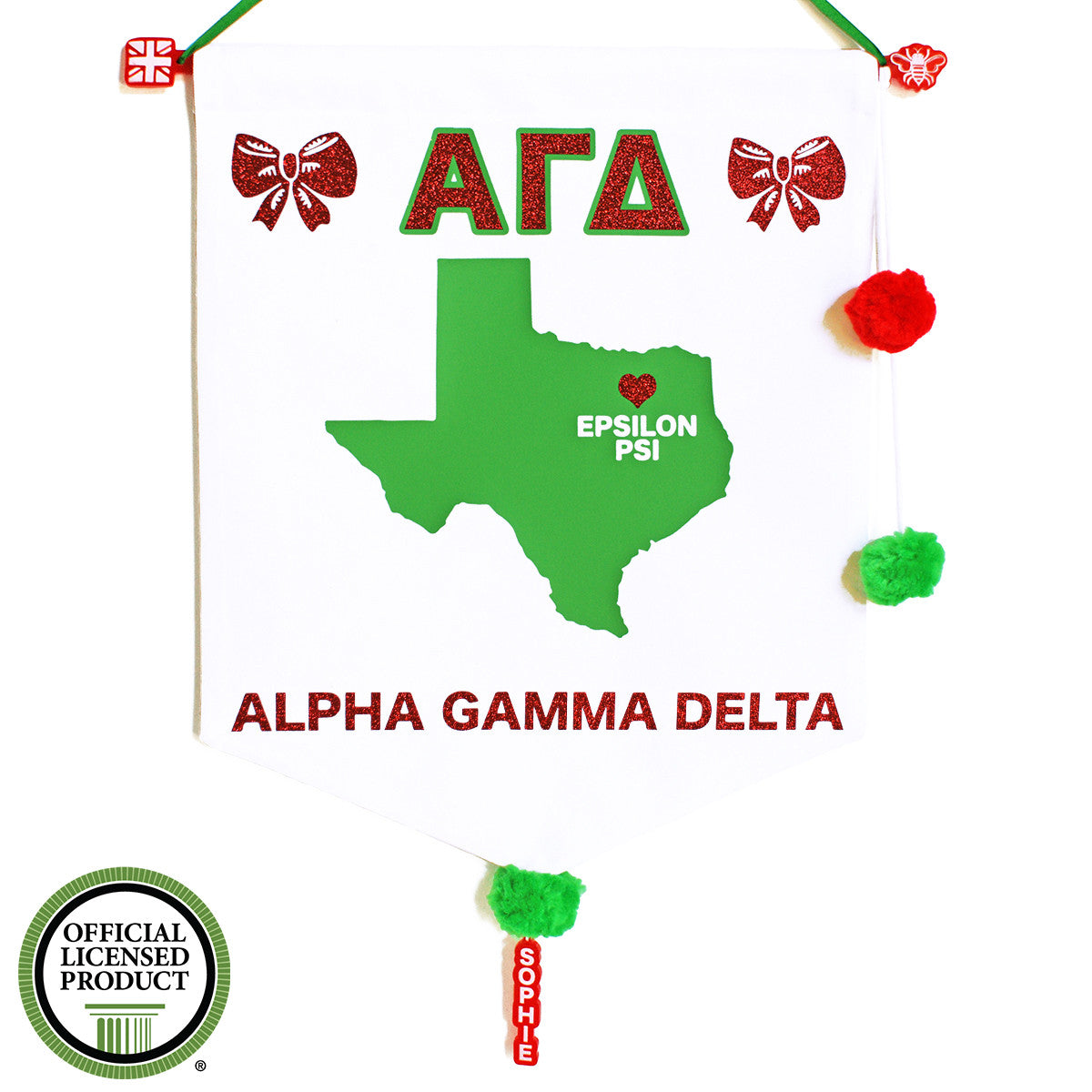 Sorority Chapter Pennant Flag - Alpha Gamma Delta
