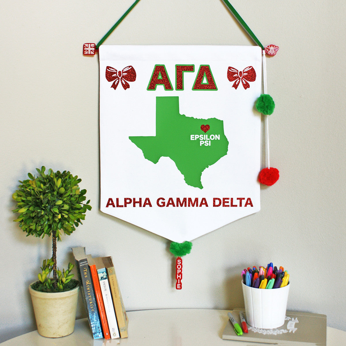 Sorority Chapter Pennant Flag - Alpha Gamma Delta