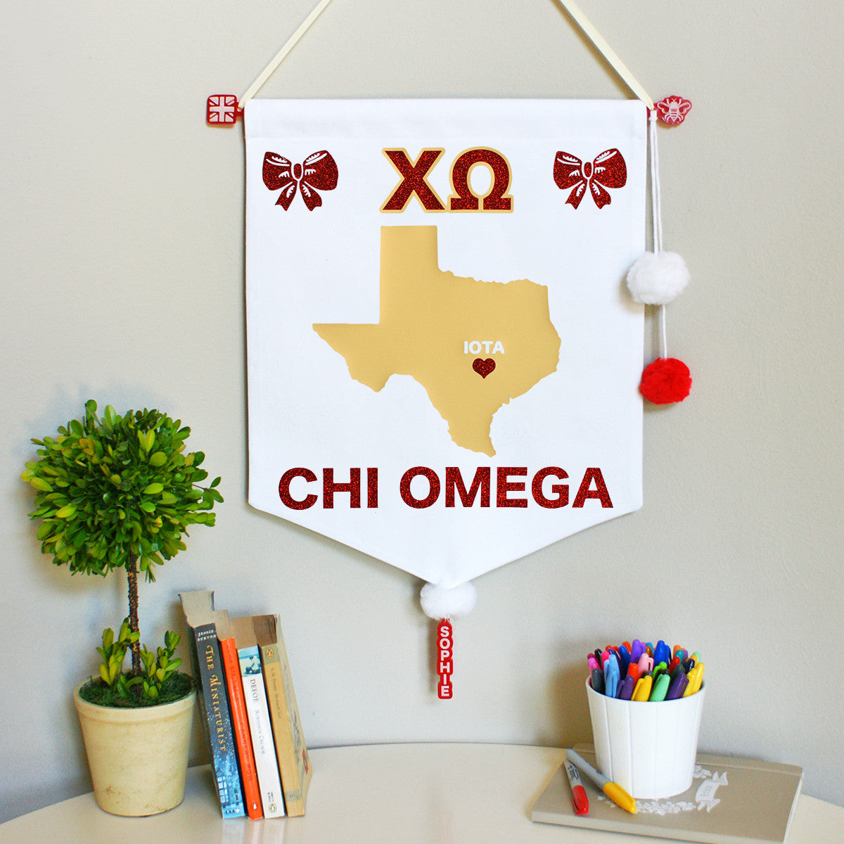 Sorority Chapter Pennant Flag - Chi Omega