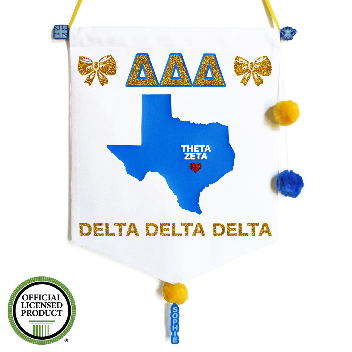 Sorority Chapter Pennant Flag - Delta Delta Delta