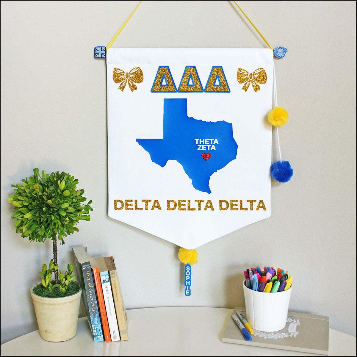 Sorority Chapter Pennant Flag - Delta Delta Delta