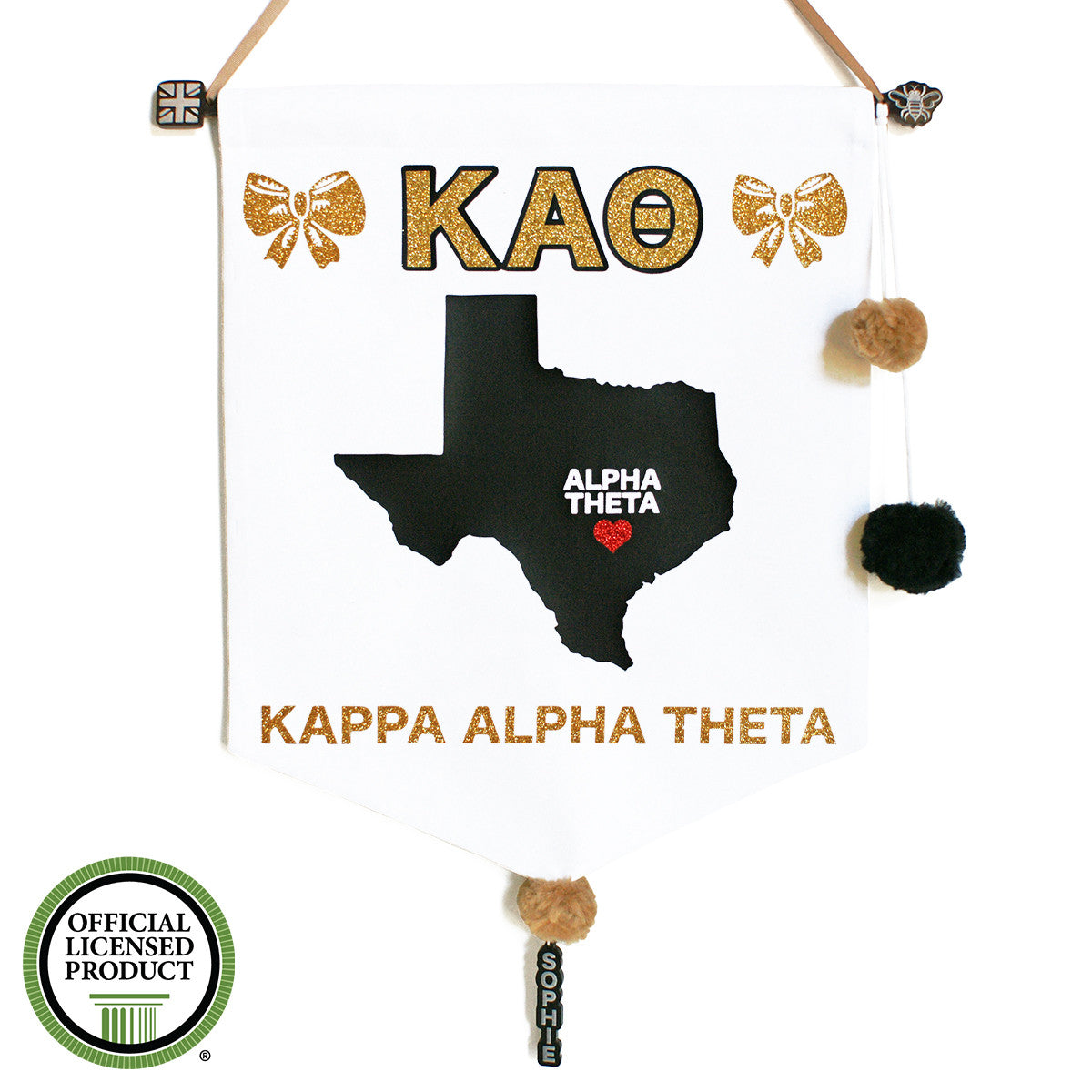 Sorority Chapter Pennant Flag - Kappa Alpha Theta