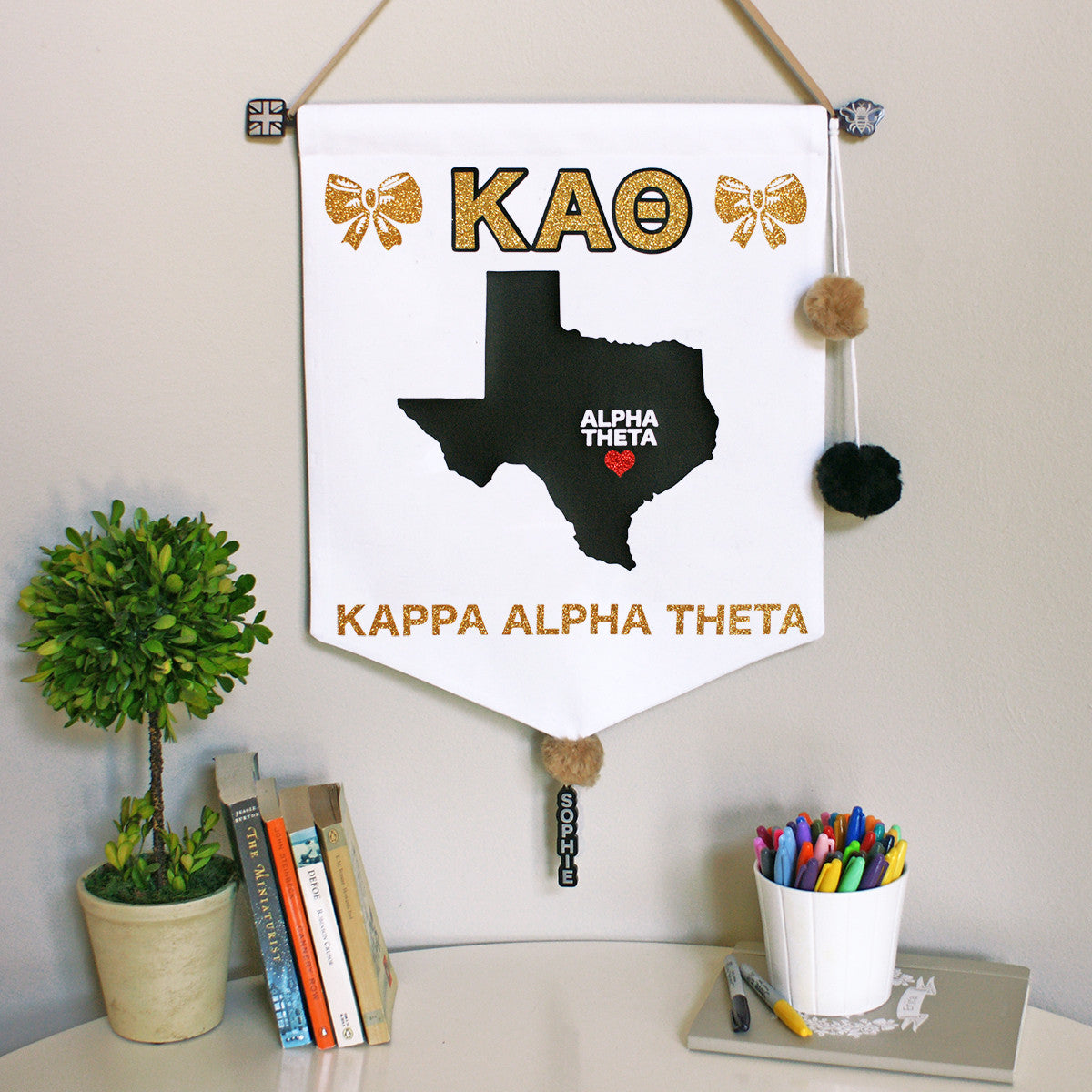 Sorority Chapter Pennant Flag - Kappa Alpha Theta