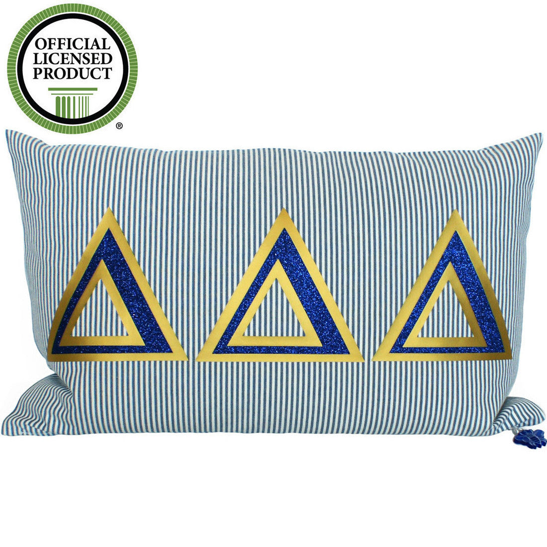 Brit and Bee Sorority Glitter Ticking Stripe Throw Pillow Delta Delta Delta