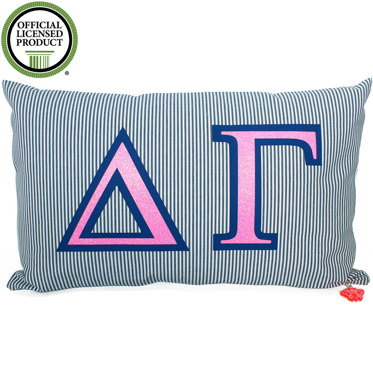 Brit and Bee Sorority Glitter Ticking Stripe Throw Pillow - Delta Gamma