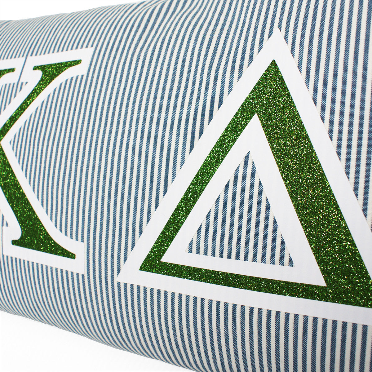 Brit and Bee Sorority Glitter Ticking Stripe Throw Pillow Kappa Delta