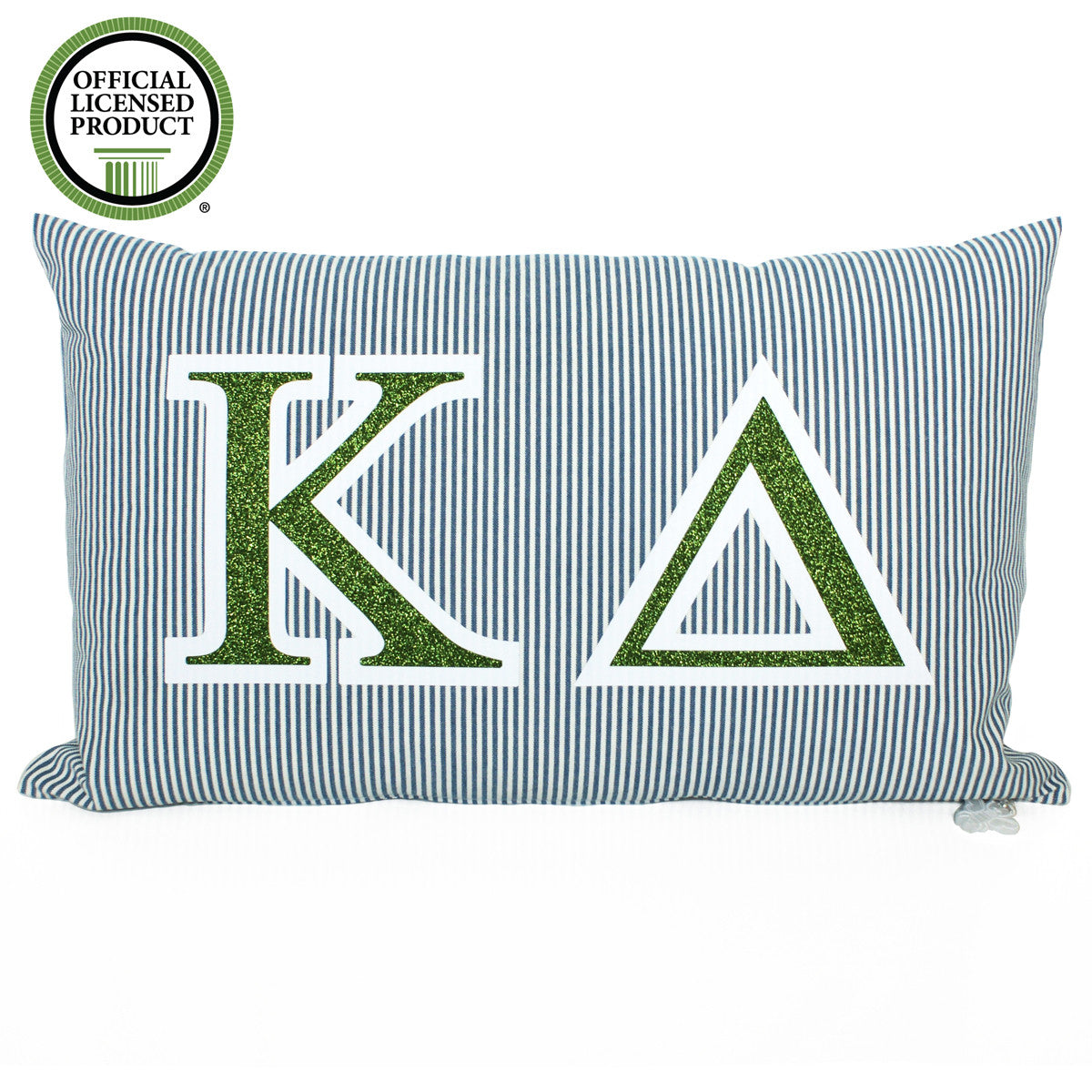 Brit and Bee Sorority Glitter Ticking Stripe Throw Pillow Kappa Delta