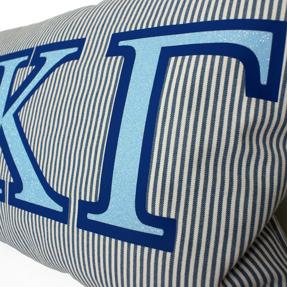 Brit and Bee Sorority Glitter Ticking Stripe Throw Pillow Kappa Kappa Gamma