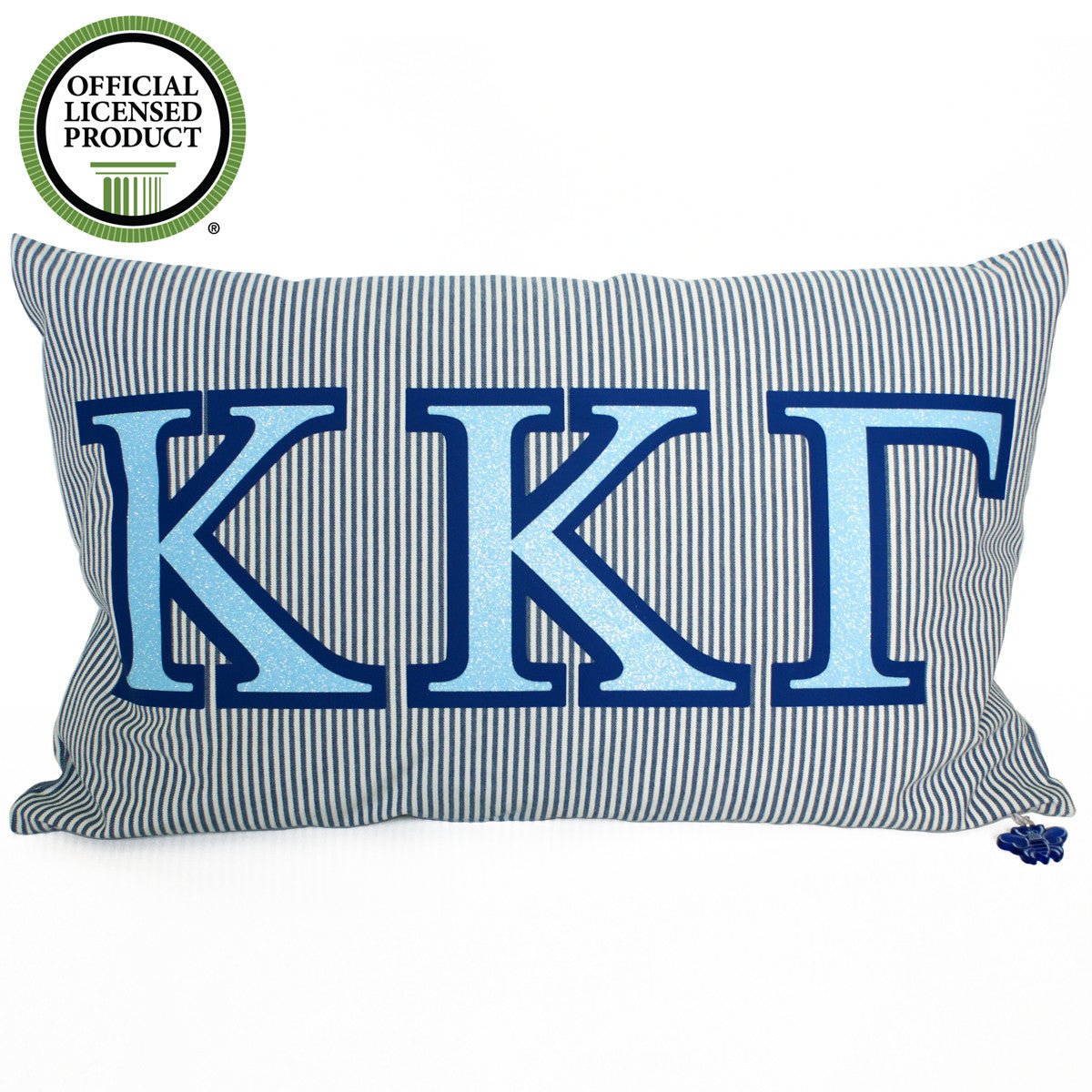 Brit and Bee Sorority Glitter Ticking Stripe Throw Pillow Kappa Kappa Gamma
