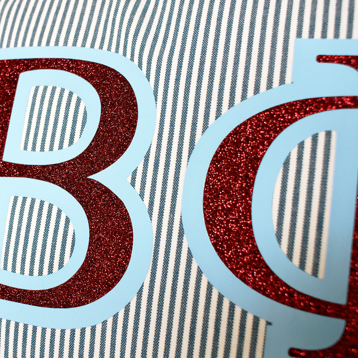Brit and Bee Sorority Glitter Ticking Stripe Throw Pillow Pi Beta Phi