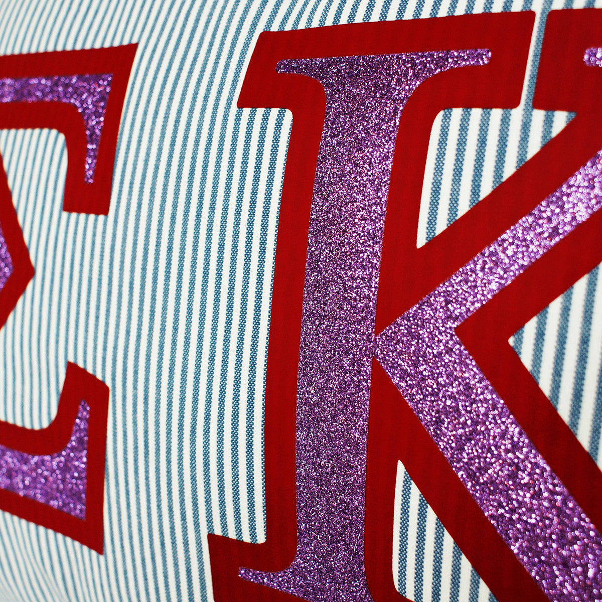 Brit and Bee Sorority Glitter Ticking Stripe Throw Pillow Sigma Kappa