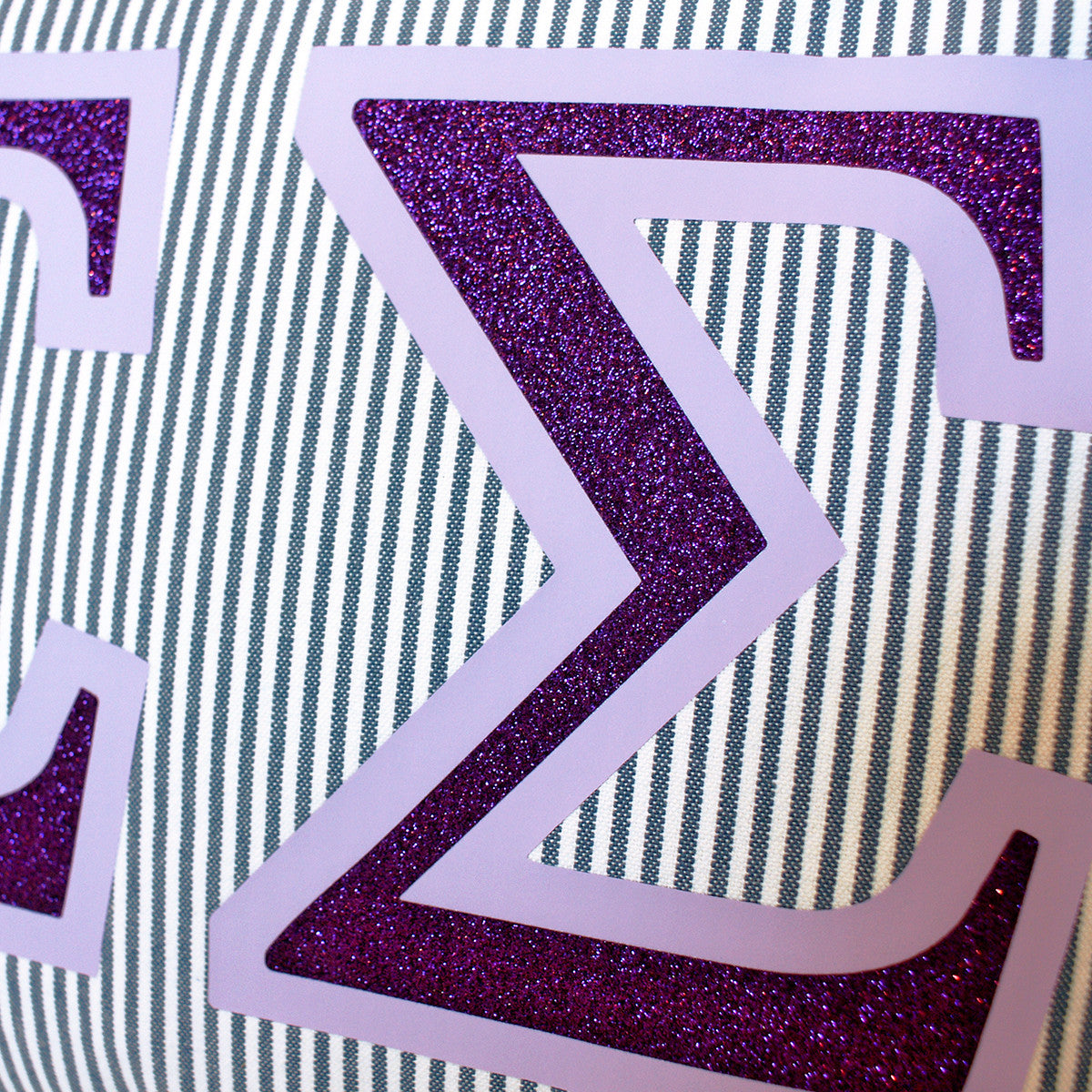 Brit and Bee Sorority Glitter Ticking Stripe Throw Pillow Tri Sigma
