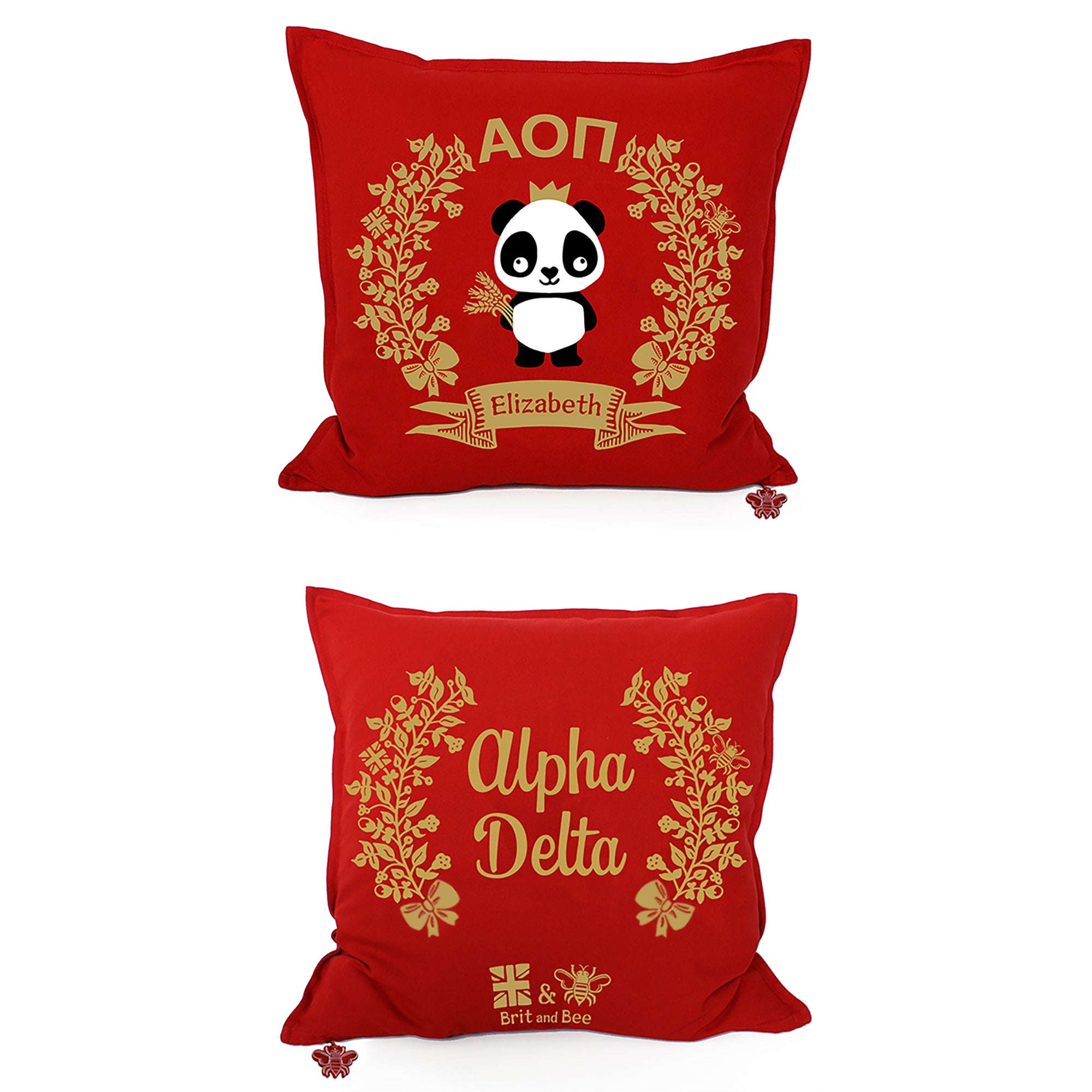Brit and Bee Sorority Throw Pillow | Alpha Omicron Pi