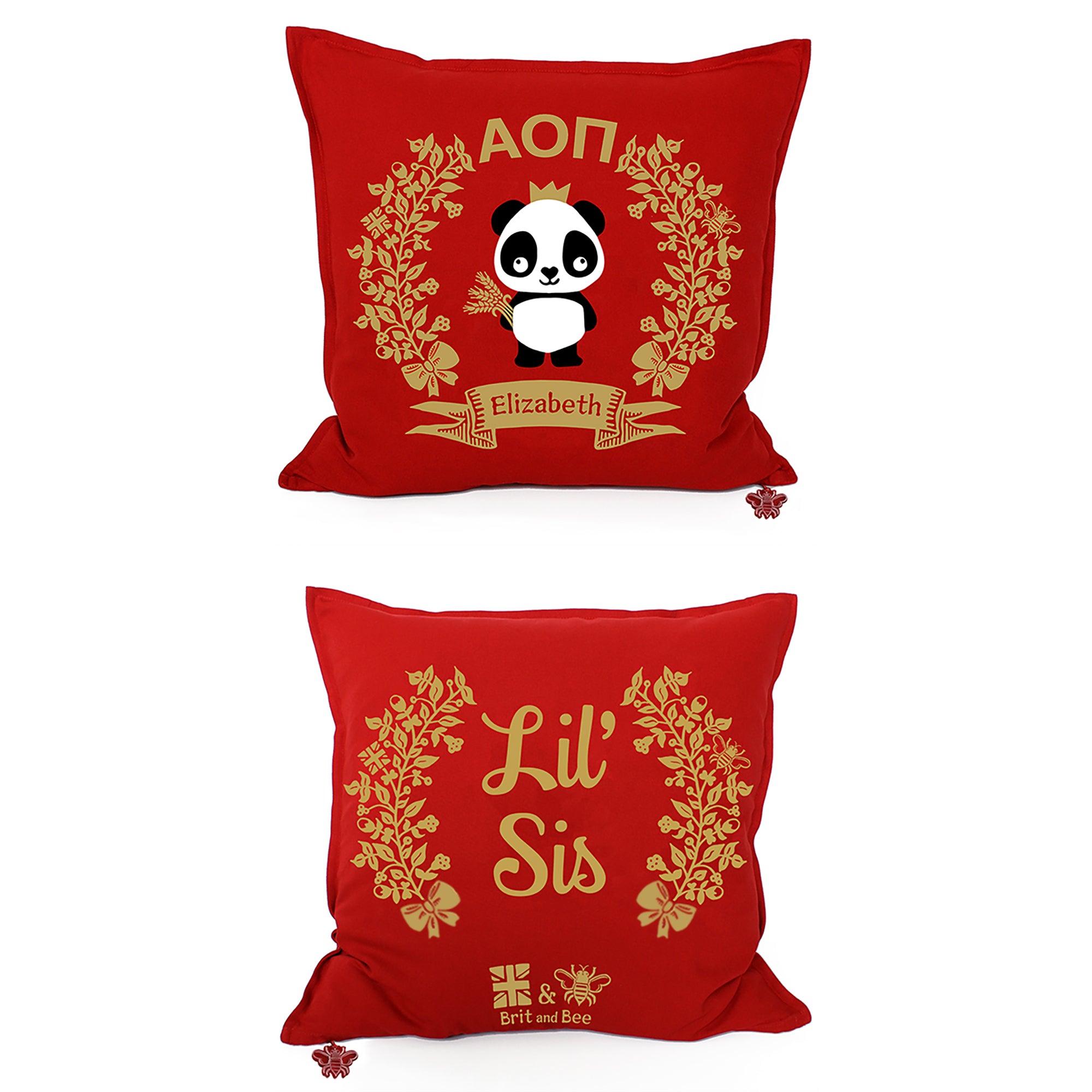 Brit and Bee Sorority Throw Pillow | Alpha Omicron Pi