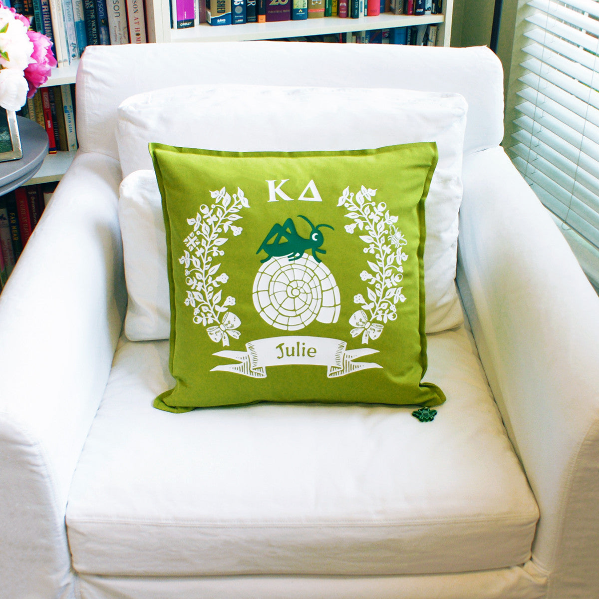 Brit and Bee Sorority Logo Throw Pillow - Kappa Delta