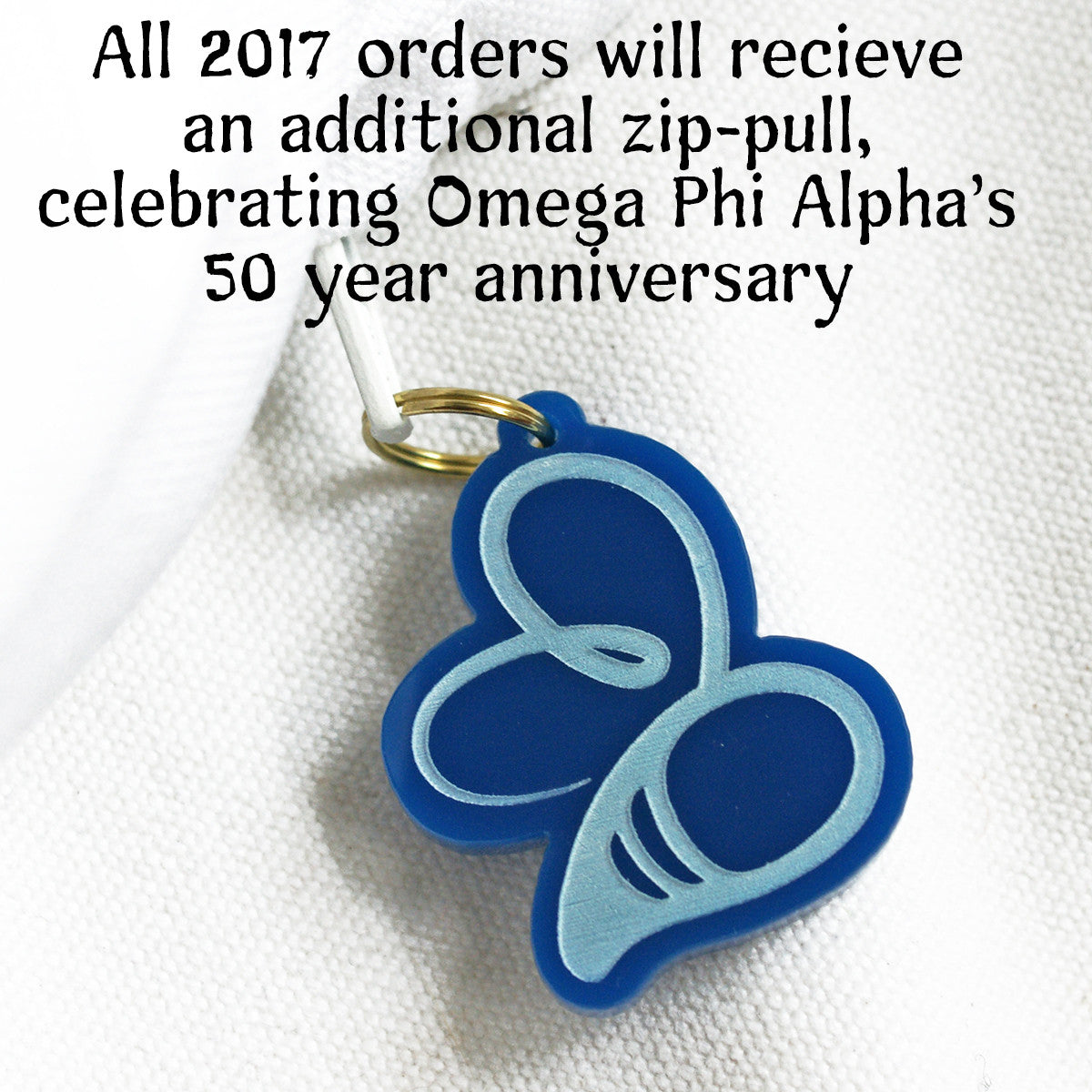Brit and Bee Sorority Logo Throw Pillow - Omega Phi Alpha '50'