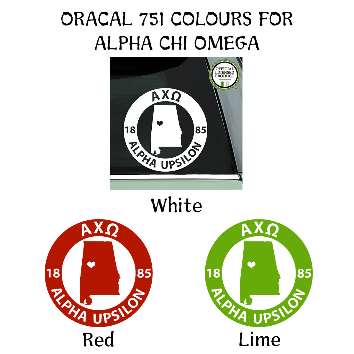 Brit and Bee Sorority State Decal - Alpha Chi Omega