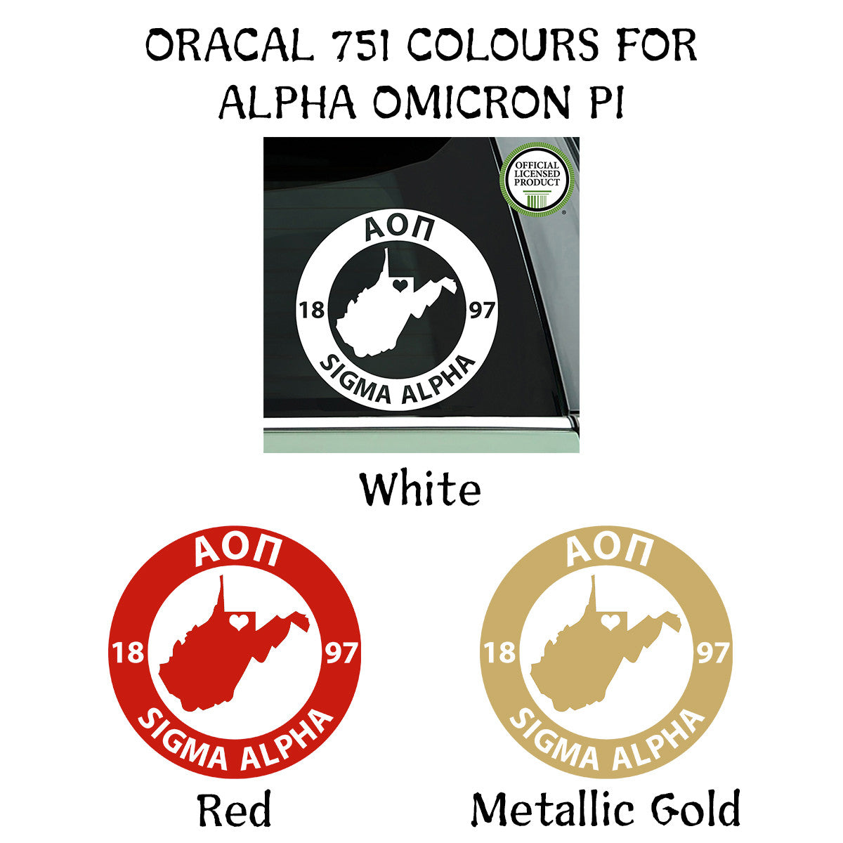 Brit and Bee Sorority State Decal - Alpha Omicron Pi