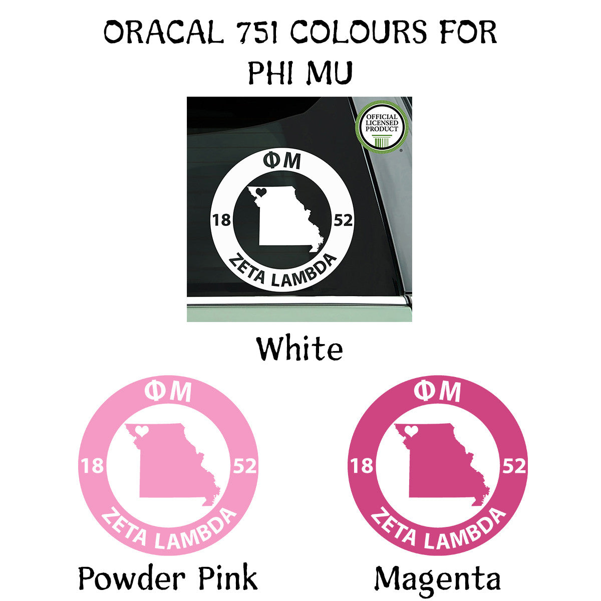 Brit and Bee Sorority State Decal - Phi Mu