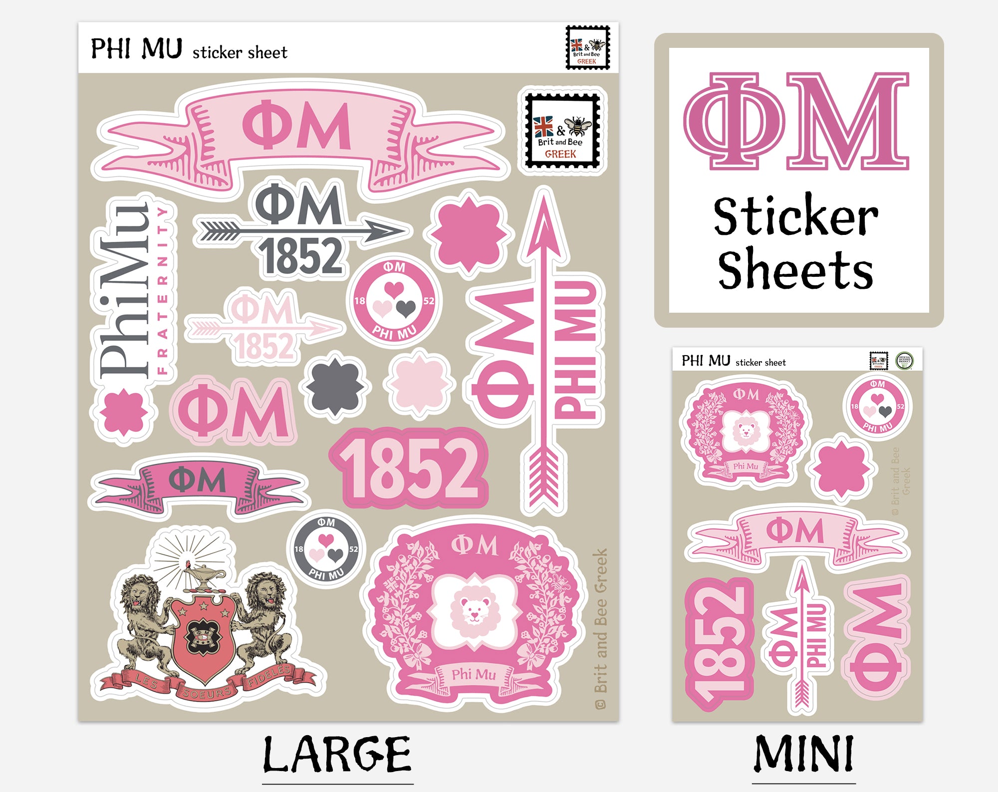 Phi Mu Sticker Sheet | Brit and Bee