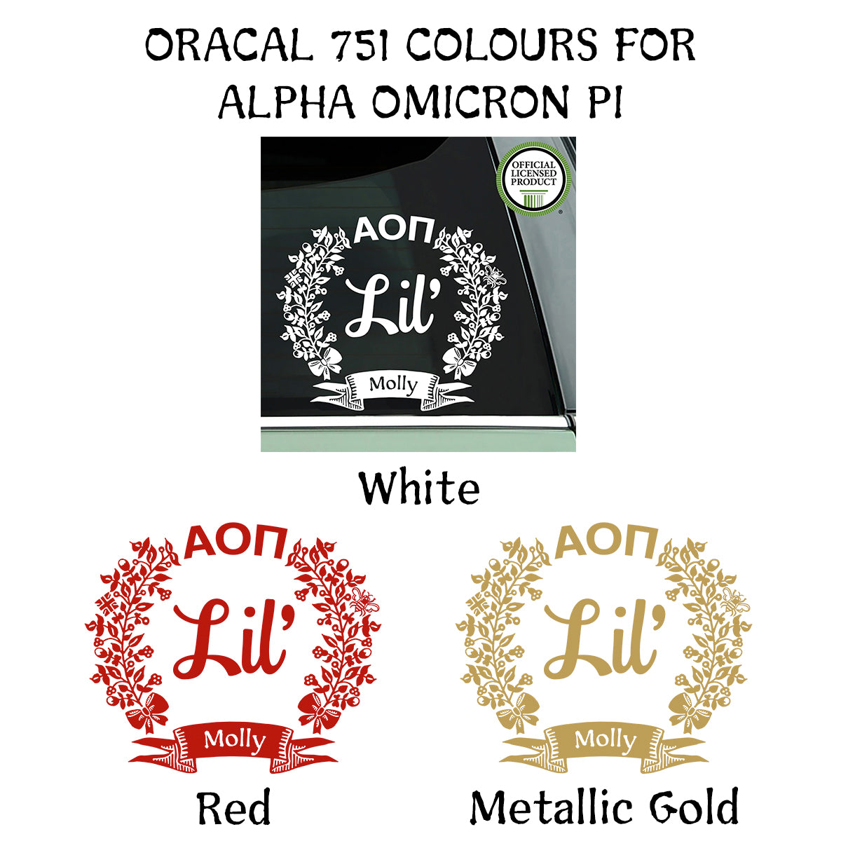 Brit and Bee Sorority Lil' Decal - Alpha Omicron Pi