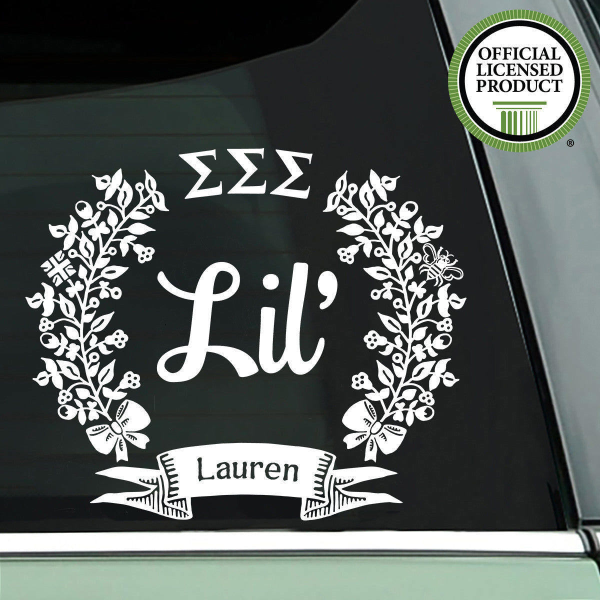 Brit and Bee Sorority Lil' Decal - Sigma Sigma Sigma - White