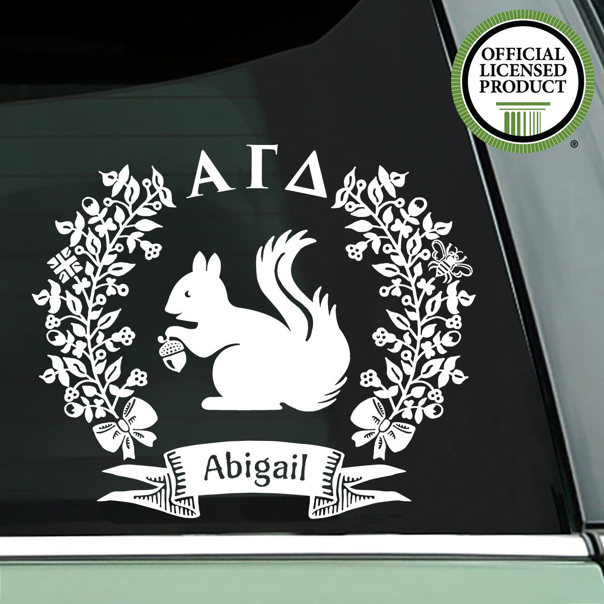 Brit and Bee Sorority Logo Decal - Alpha Gamma Delta - White