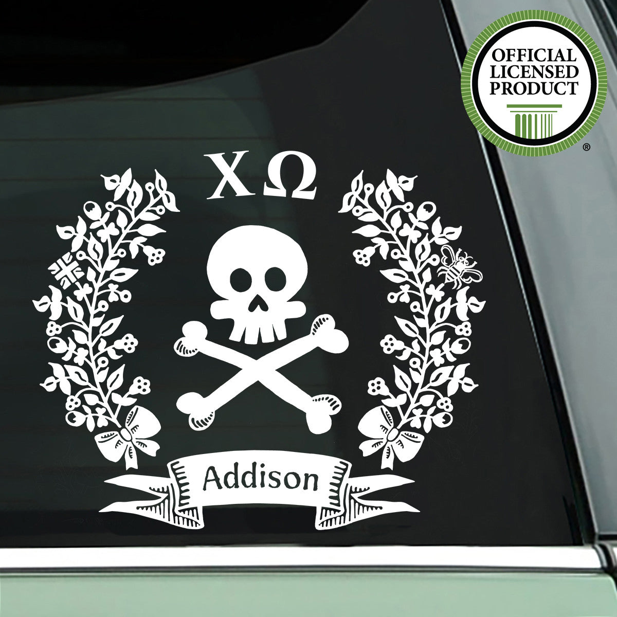 Brit and Bee Sorority Logo Decal - Chi Omega - White