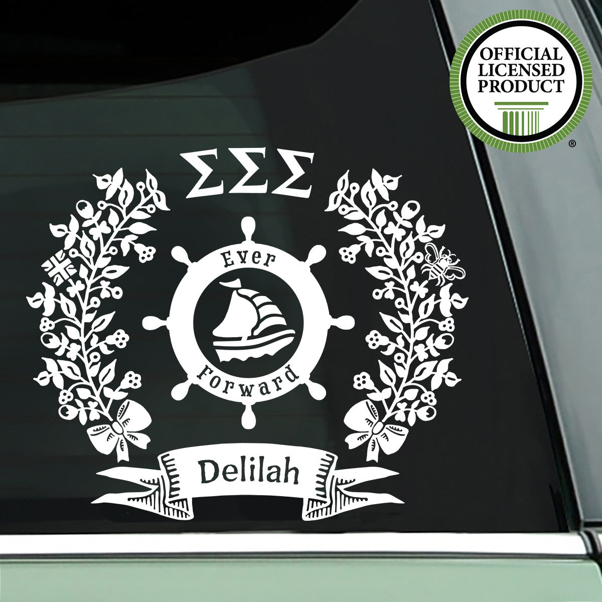 Brit and Bee Sorority Logo Decal - Sigma Sigma Sigma - White