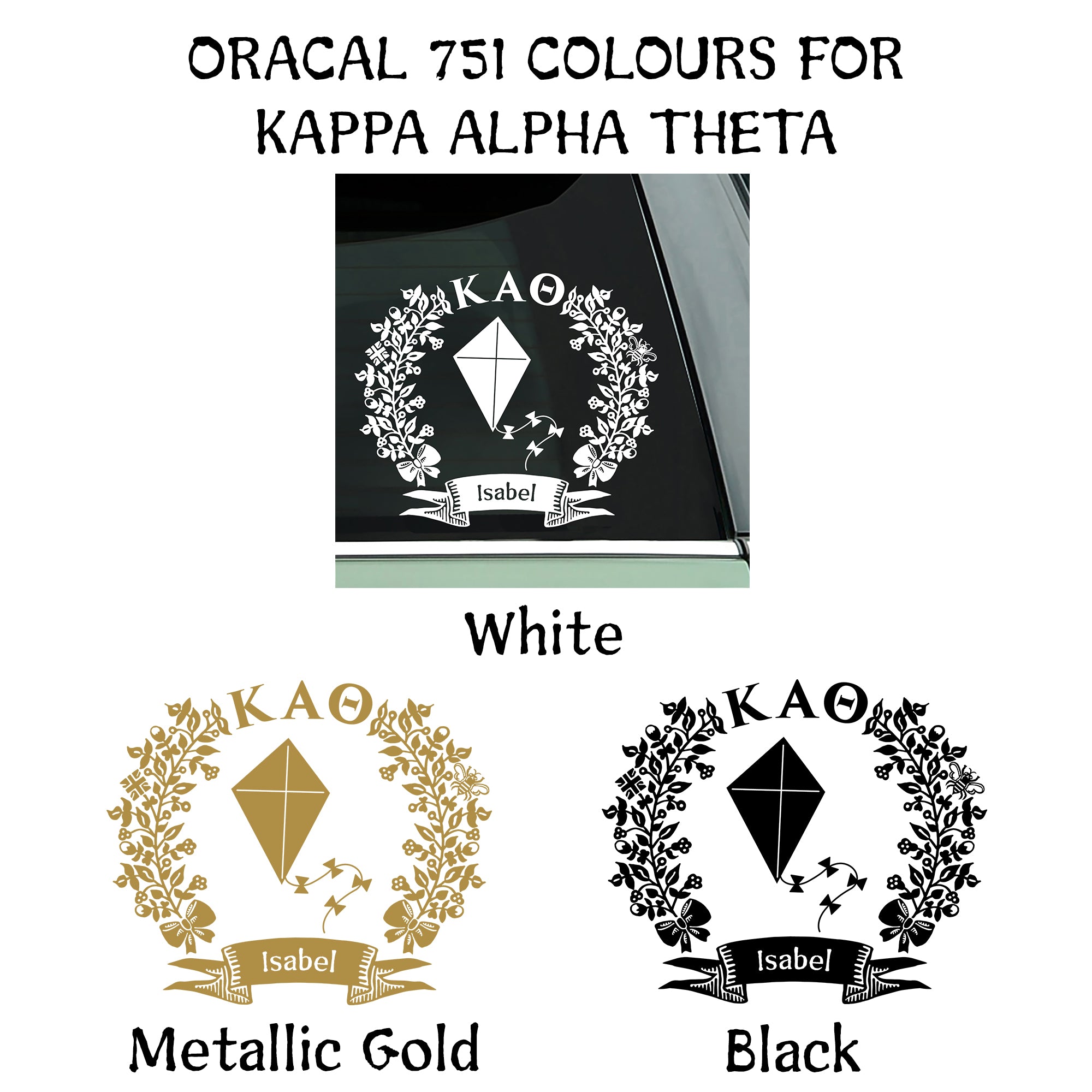 Brit and Bee Sorority Logo Decal - Kappa Alpha Theta - White