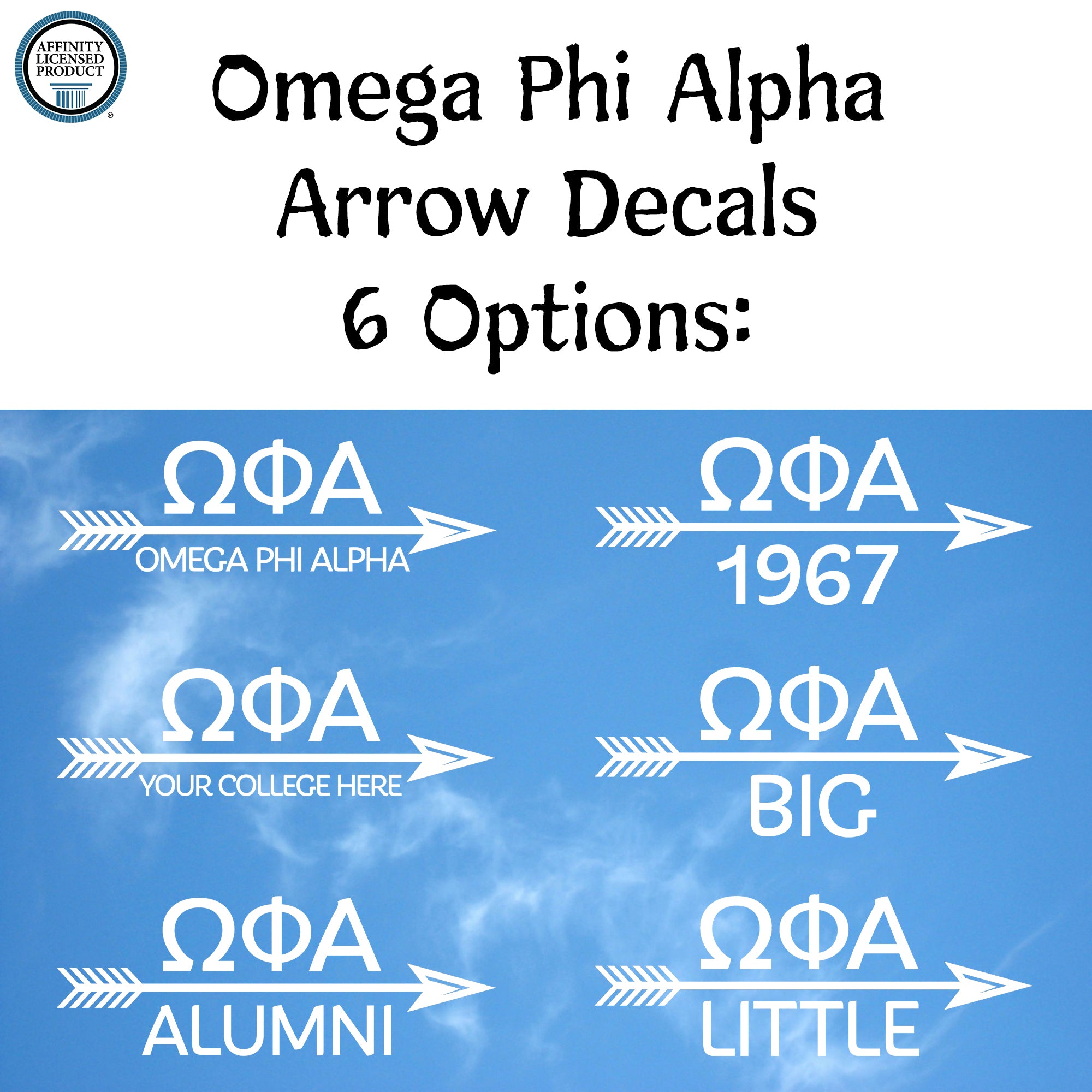 Brit and Bee Sorority Arrow Decal - Omega Phi Alpha
