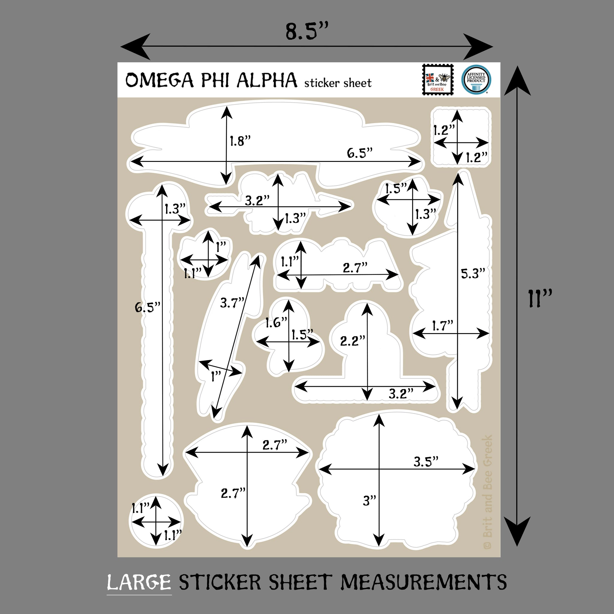 Omega Phi Alpha Sticker Sheet | Brit and Bee