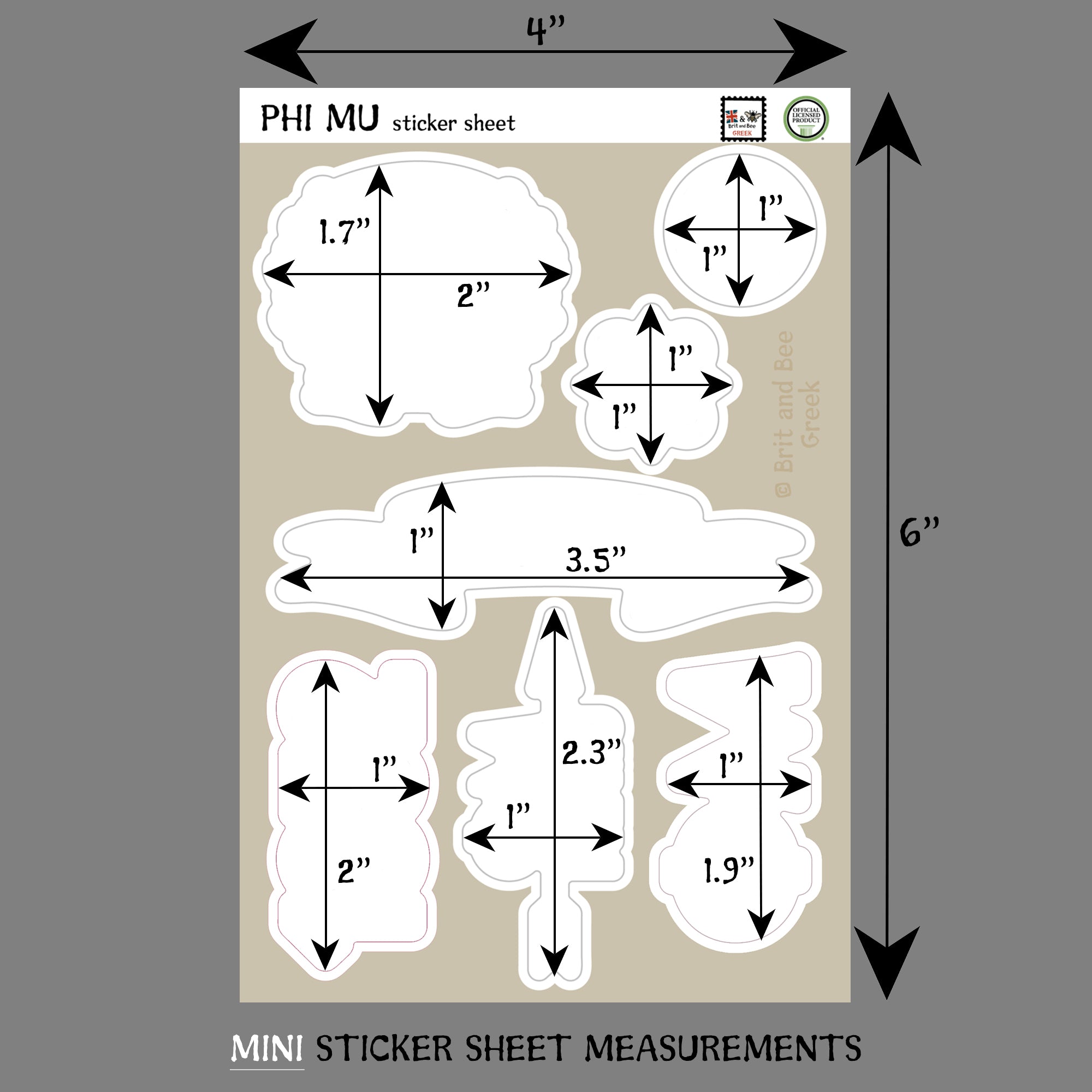 Phi Mu Sticker Sheet | Brit and Bee