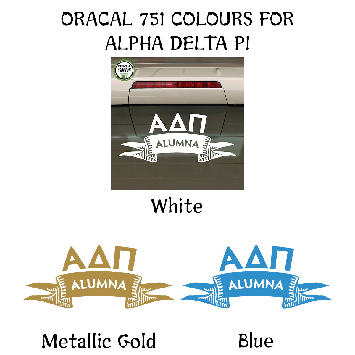 Brit and Bee Sorority Ribbon Alumna Decal - Alpha Delta Pi