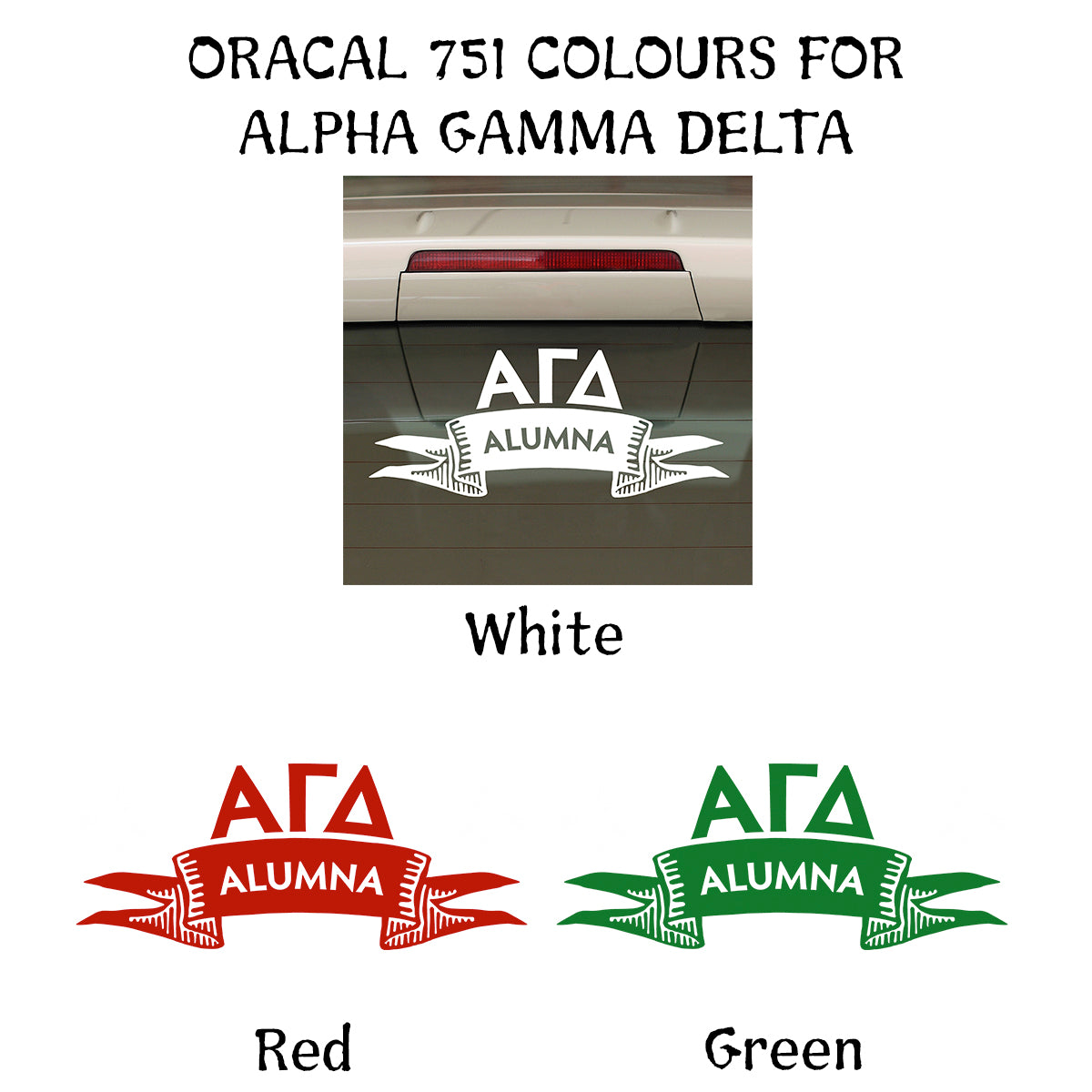 Brit and Bee Sorority Ribbon Alumna Decal - Alpha Gamma Delta