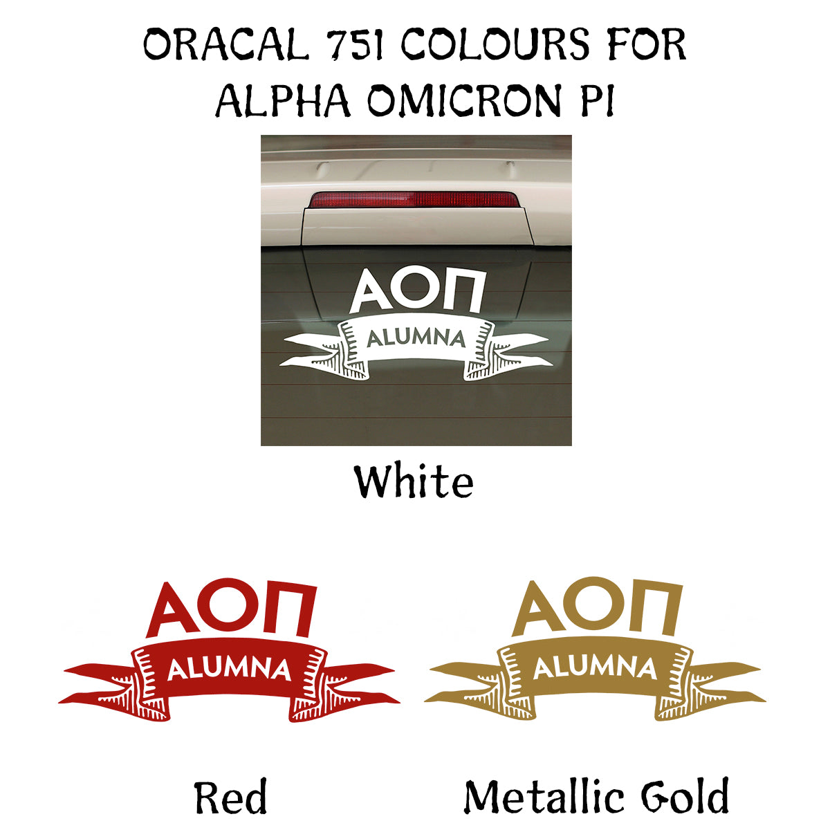 Brit and Bee Sorority Ribbon Alumna Decal - Alpha Omicron Pi