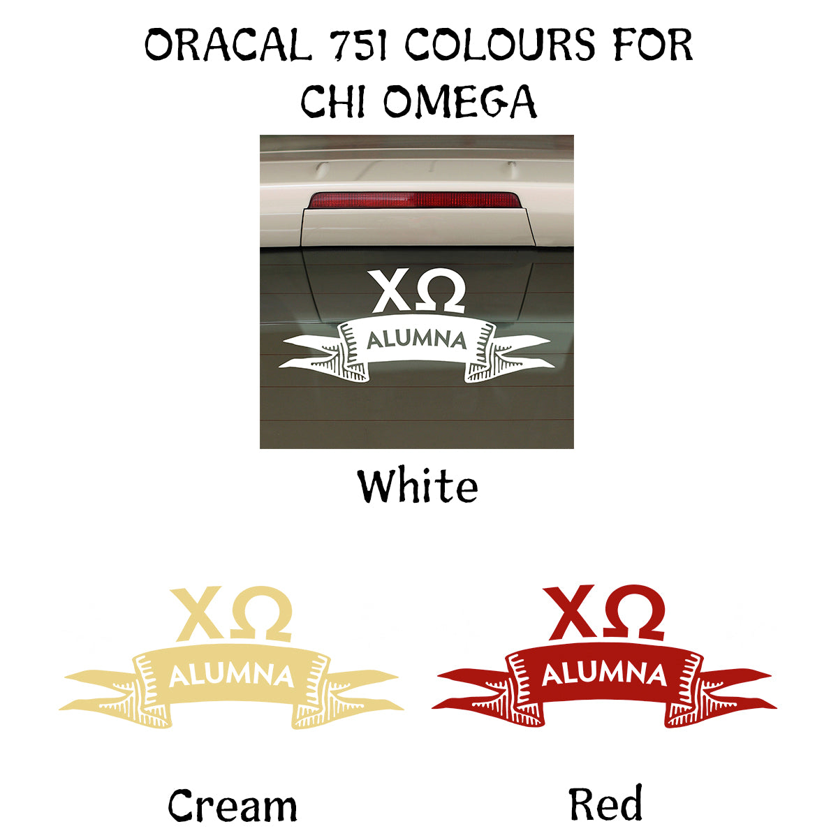 Brit and Bee Sorority Ribbon Alumna Decal - Chi Omega