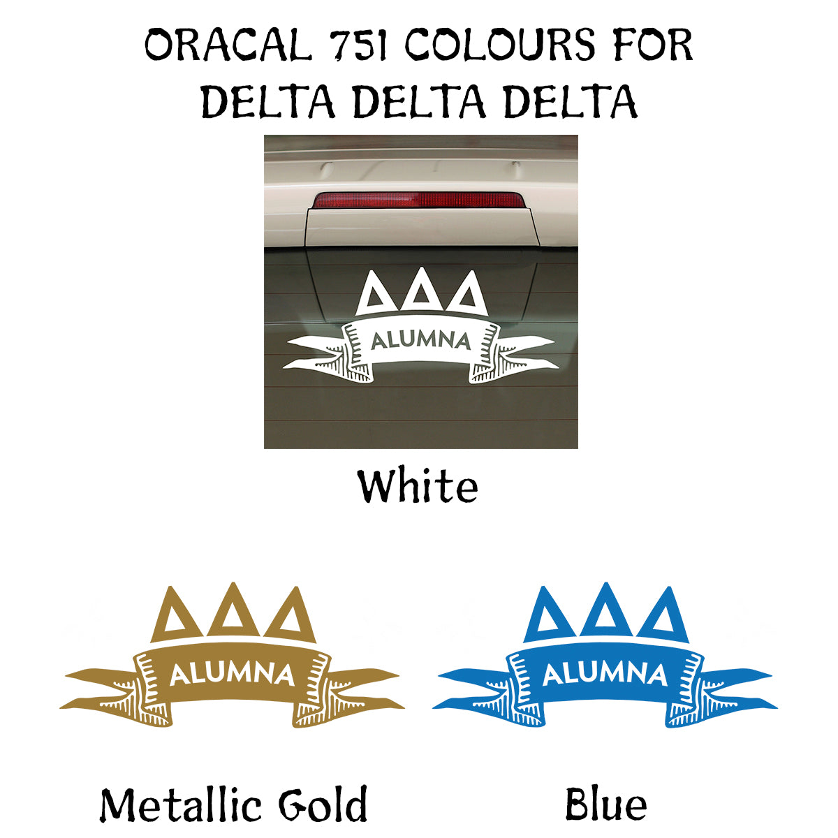 Brit and Bee Sorority Ribbon Alumna Decal - Delta Delta Delta