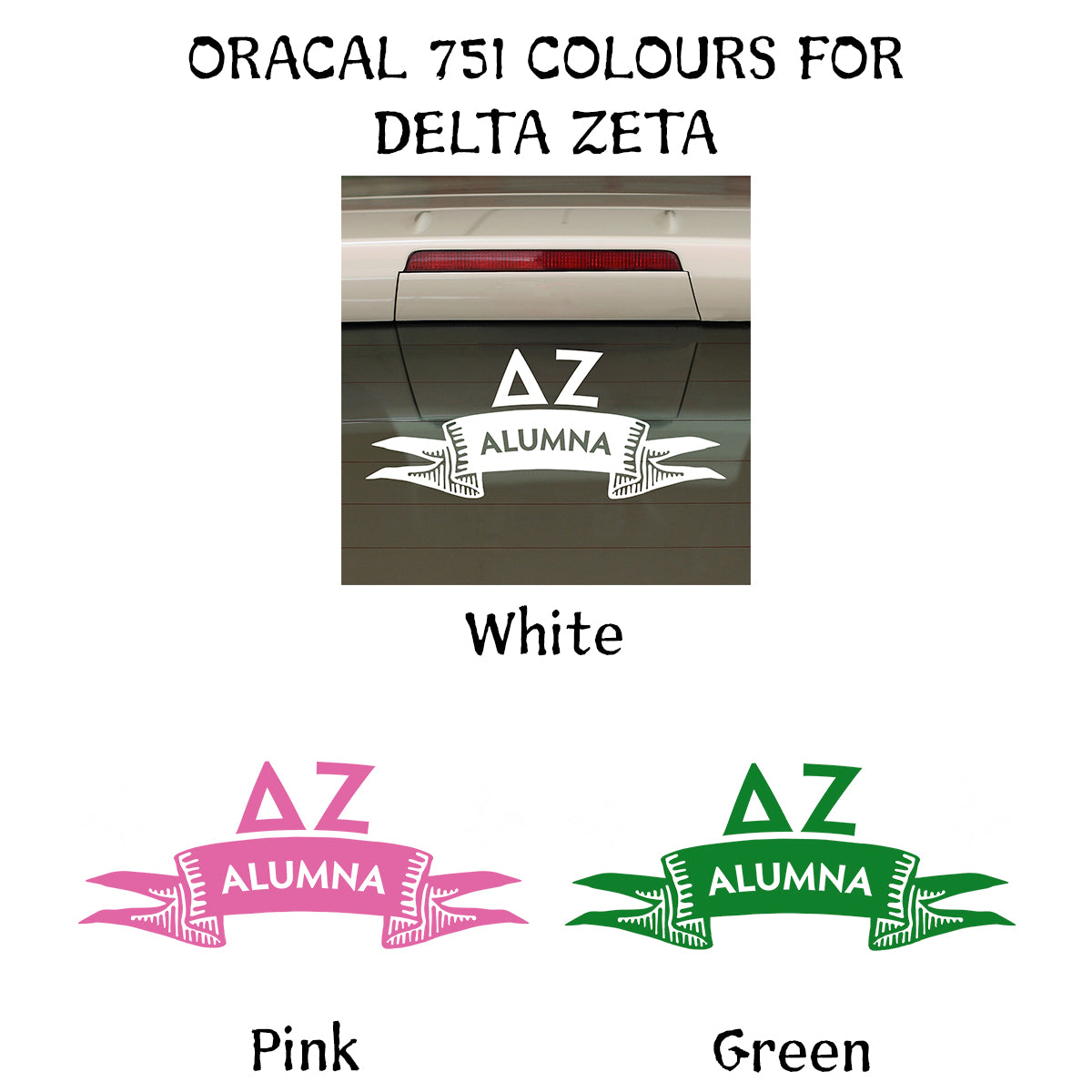 Brit and Bee Sorority Ribbon Alumna Decal - Delta Zeta