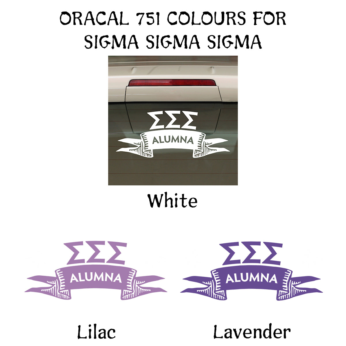 Brit and Bee Sorority Ribbon Alumna Decal - Sigma Sigma Sigma