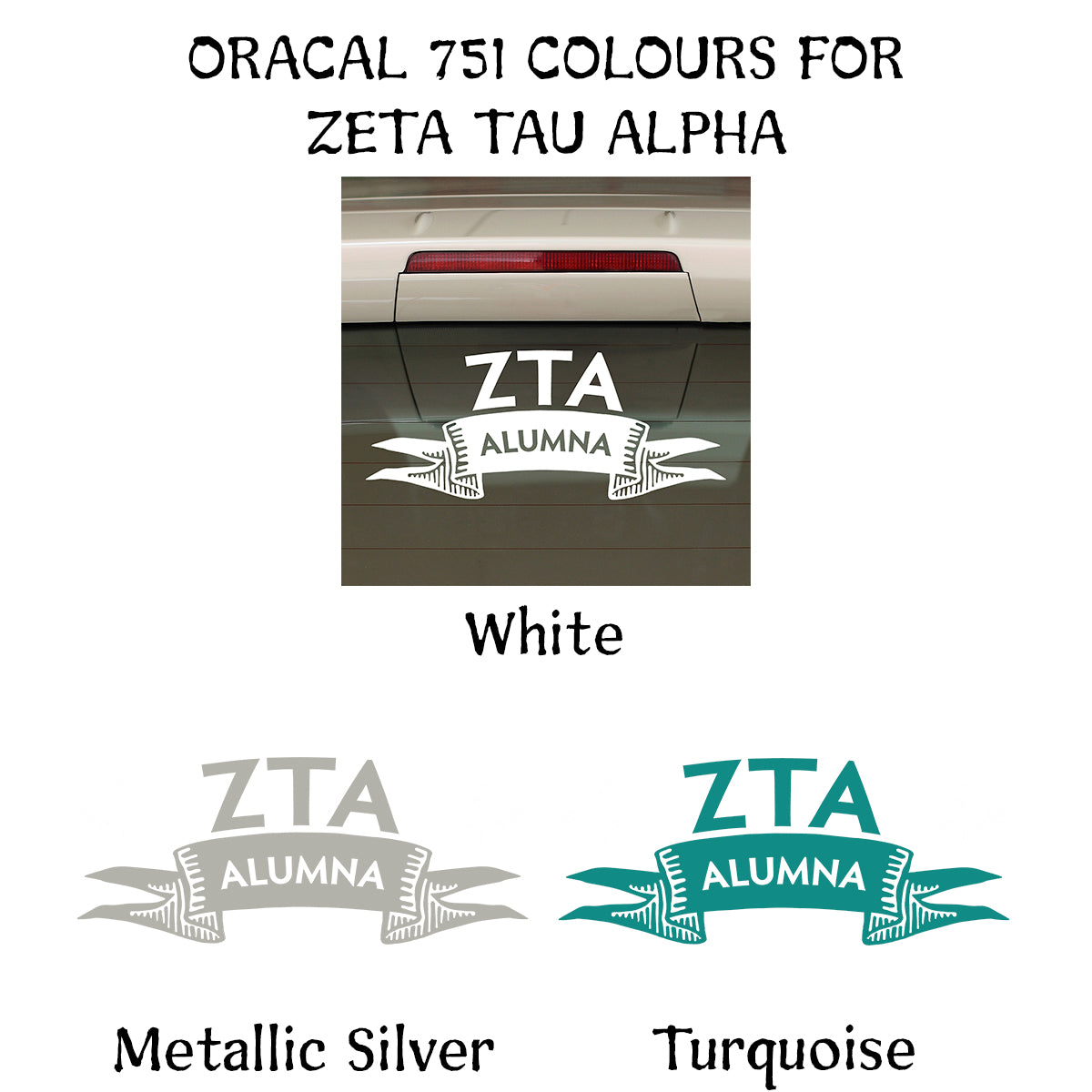 Brit and Bee Sorority Ribbon Alumna Decal - Zeta Tau Alpha