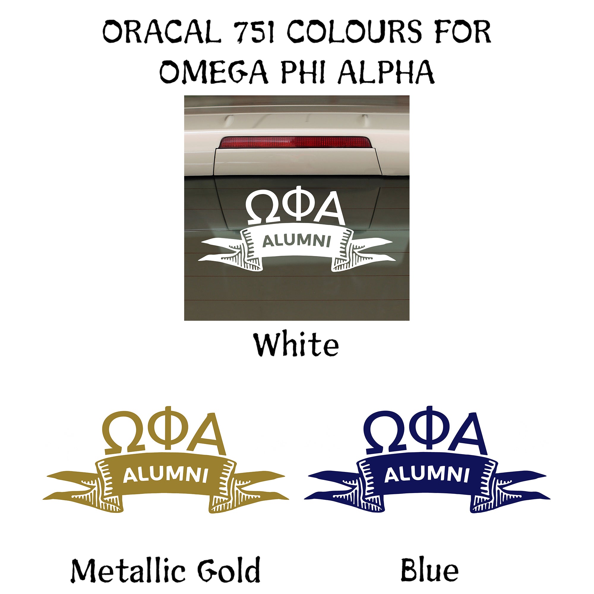 Brit and Bee Sorority Ribbon Alumna Decal - Omega Phi Alpha
